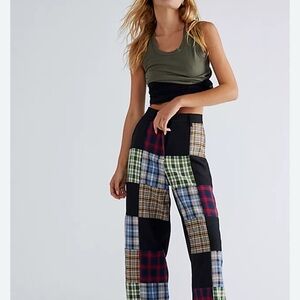 Free People - The Ragged Priest Error. Multicolor Patchwork Wide Leg Pants